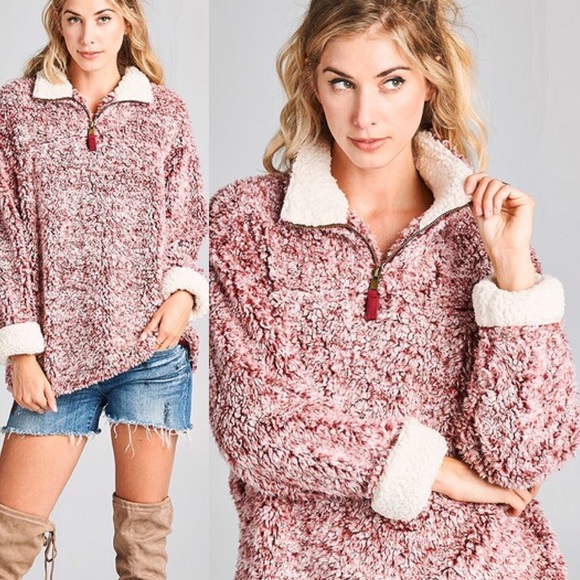 faux fur sherpa pullover